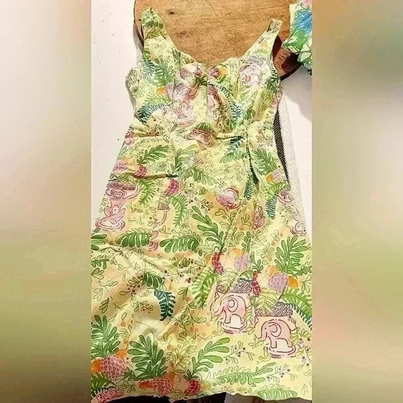 Lilly Pulitzer Lemon Sorbet Yellow Paradise Print Sweetheart Dress -‎ Size 2 - Picture 1 of 3
